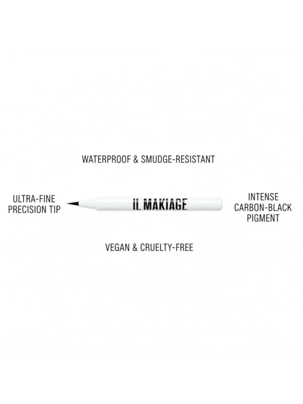 IL MAKIAGE Black Card Waterproof Liquid Eyeliner Ultra-Precise Felt Tip, Smudge